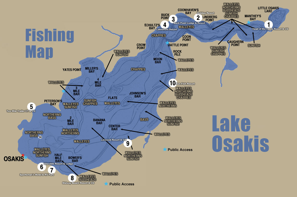 lake osakis fishing map